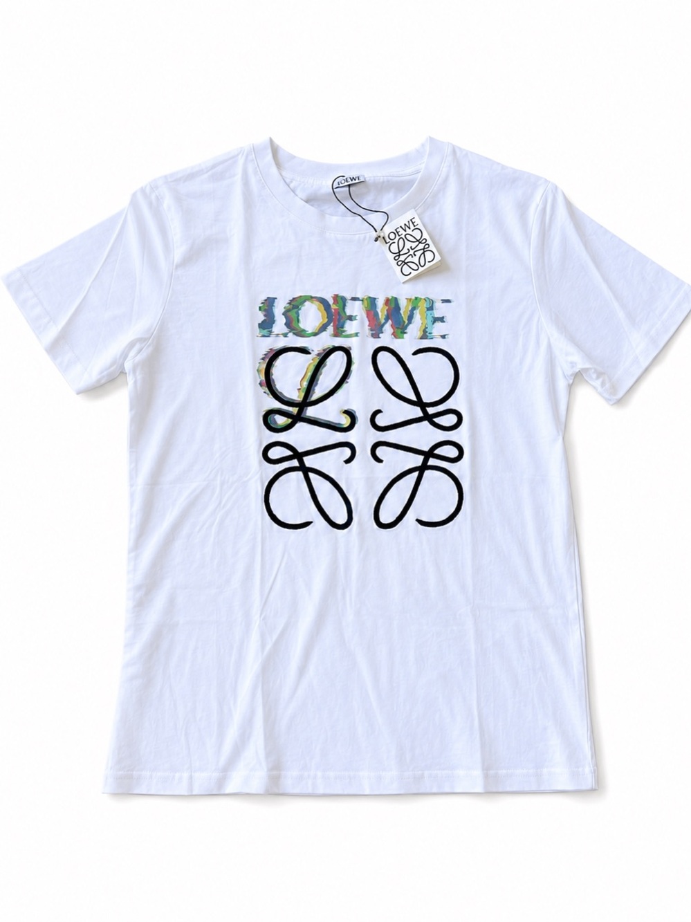 Loewe Glitch Anagram Logo White T-Shirt Size M NWT